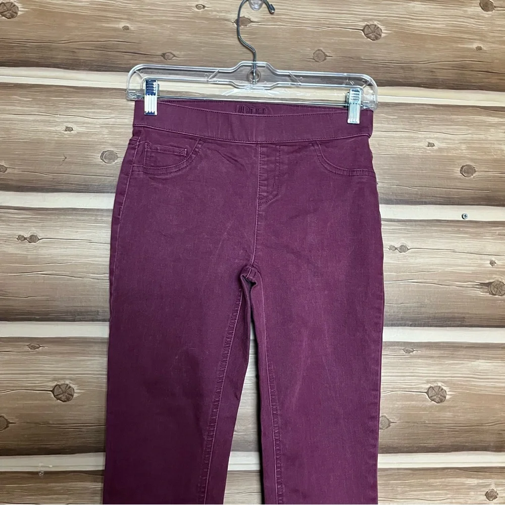 5 for $30 Justice girl skinny mid rise elastic waist‎ ankle burgundy jeans Sz 14